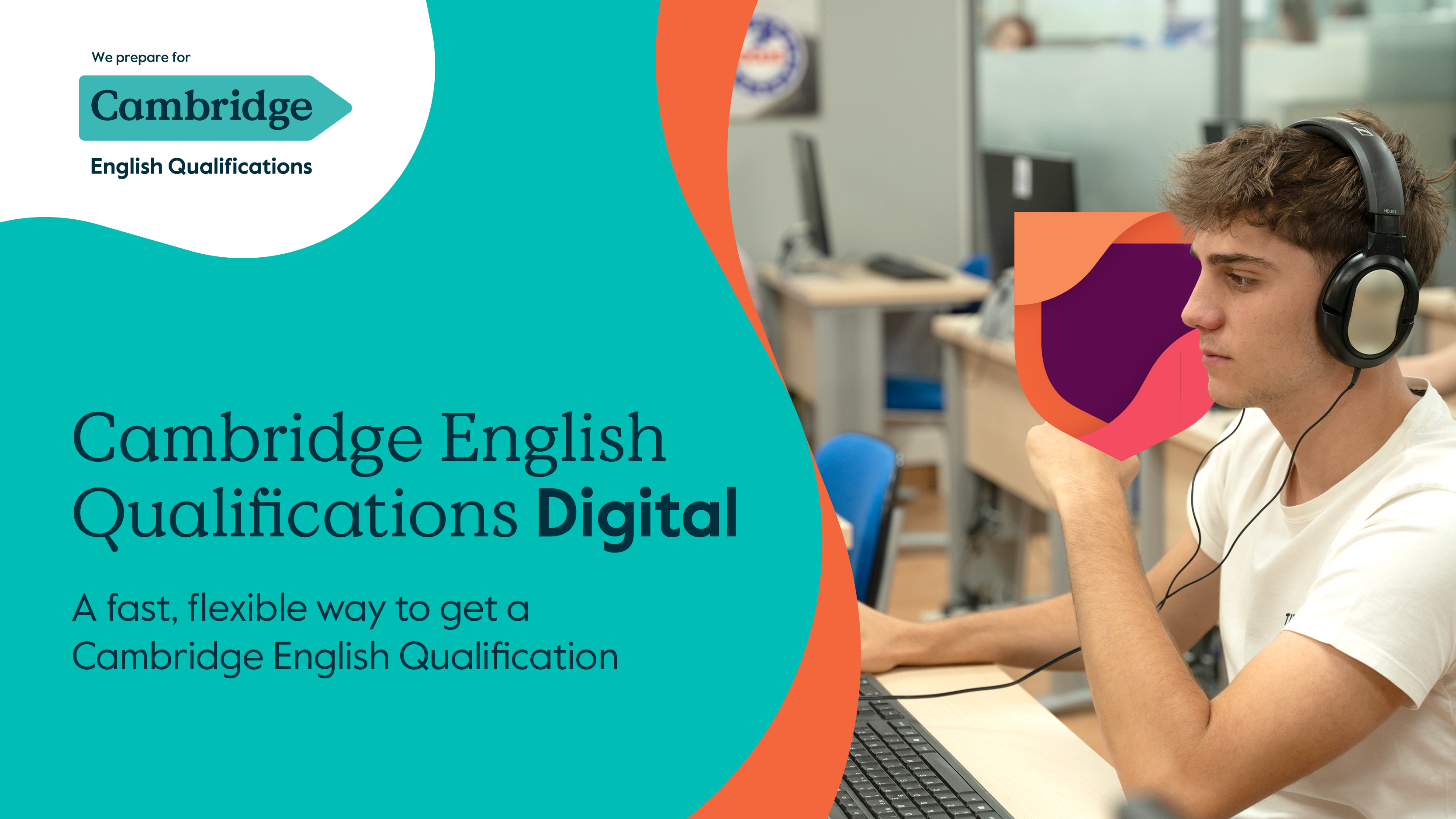 Cambridge English poster featuring children and the message Your path to learning English, step by step.
