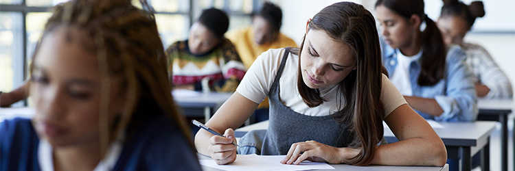 Female student in class