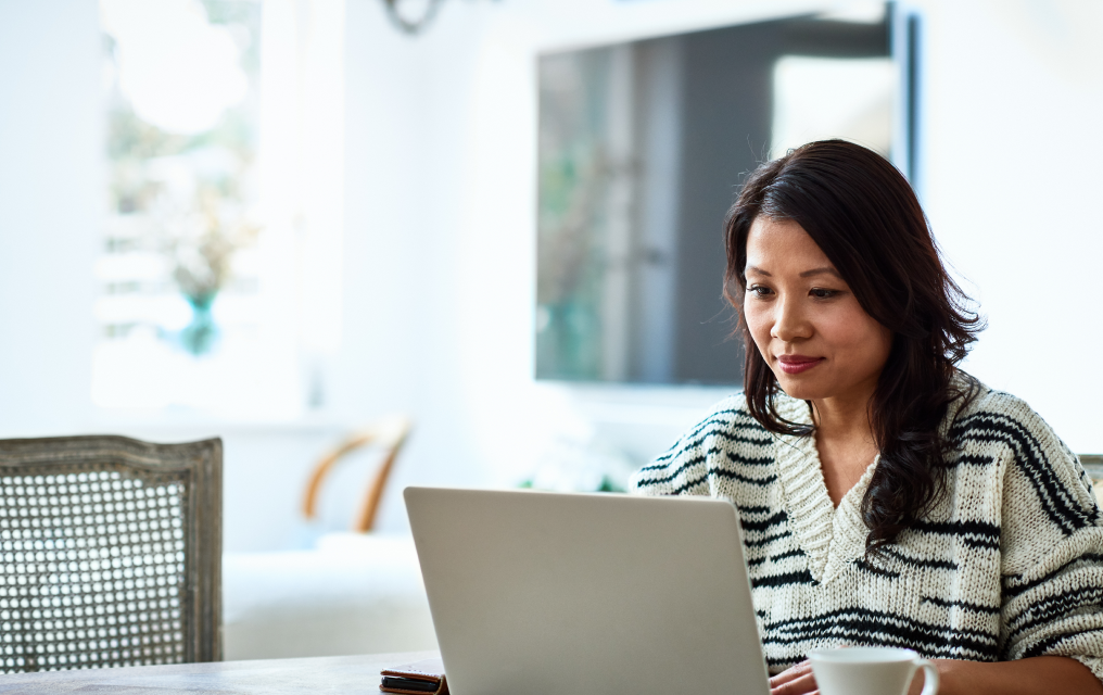 Teacher studying online at home