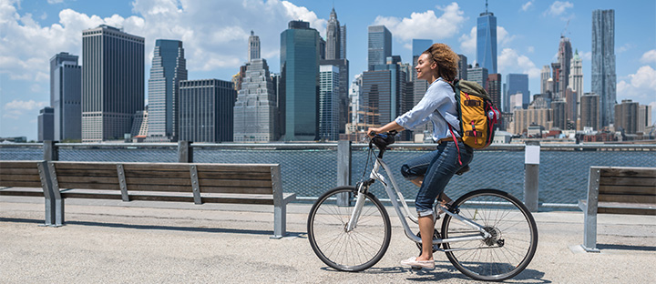 Student cycling NYC