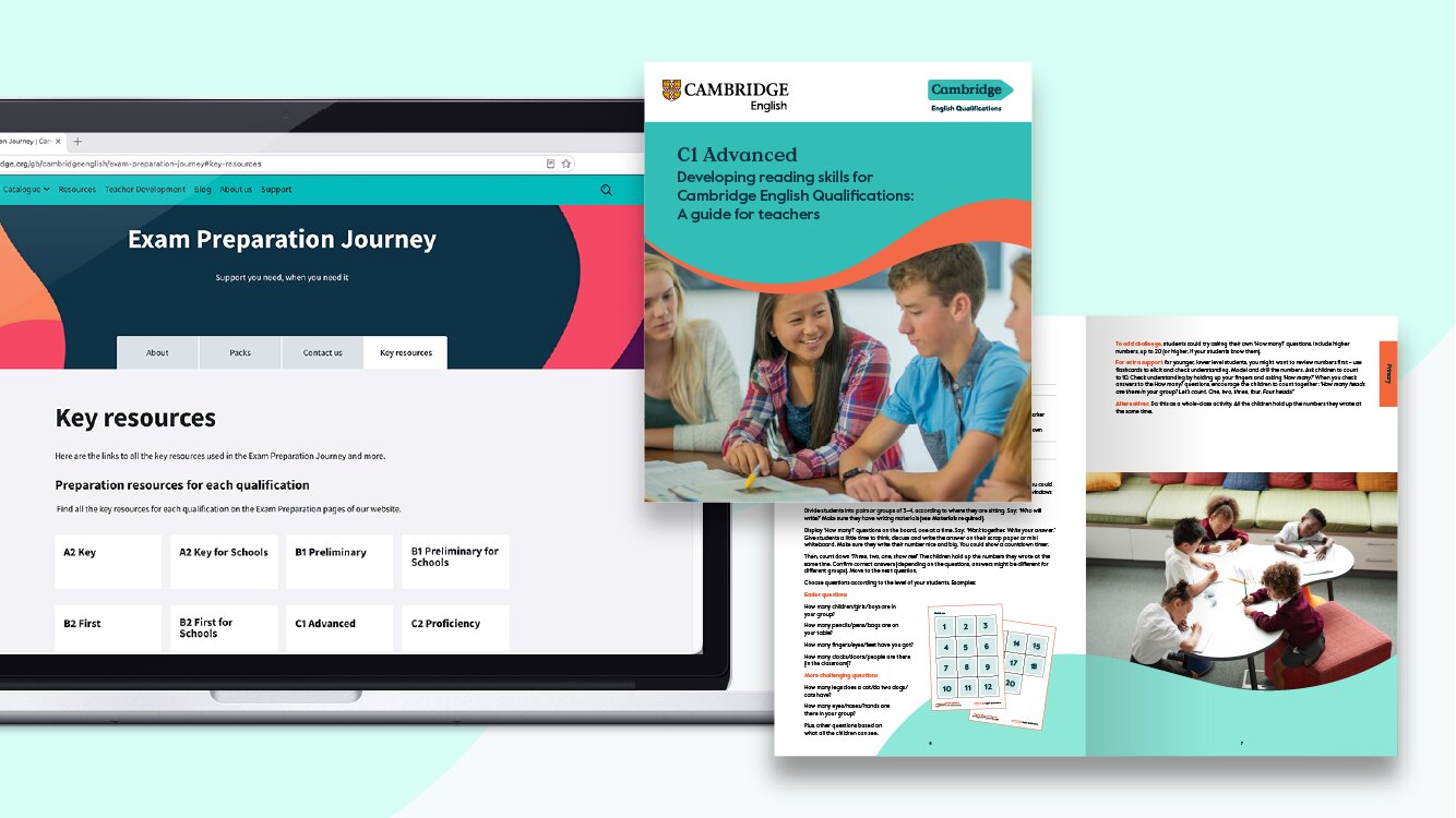 Cambridge exam preparation resources and teacher guides.