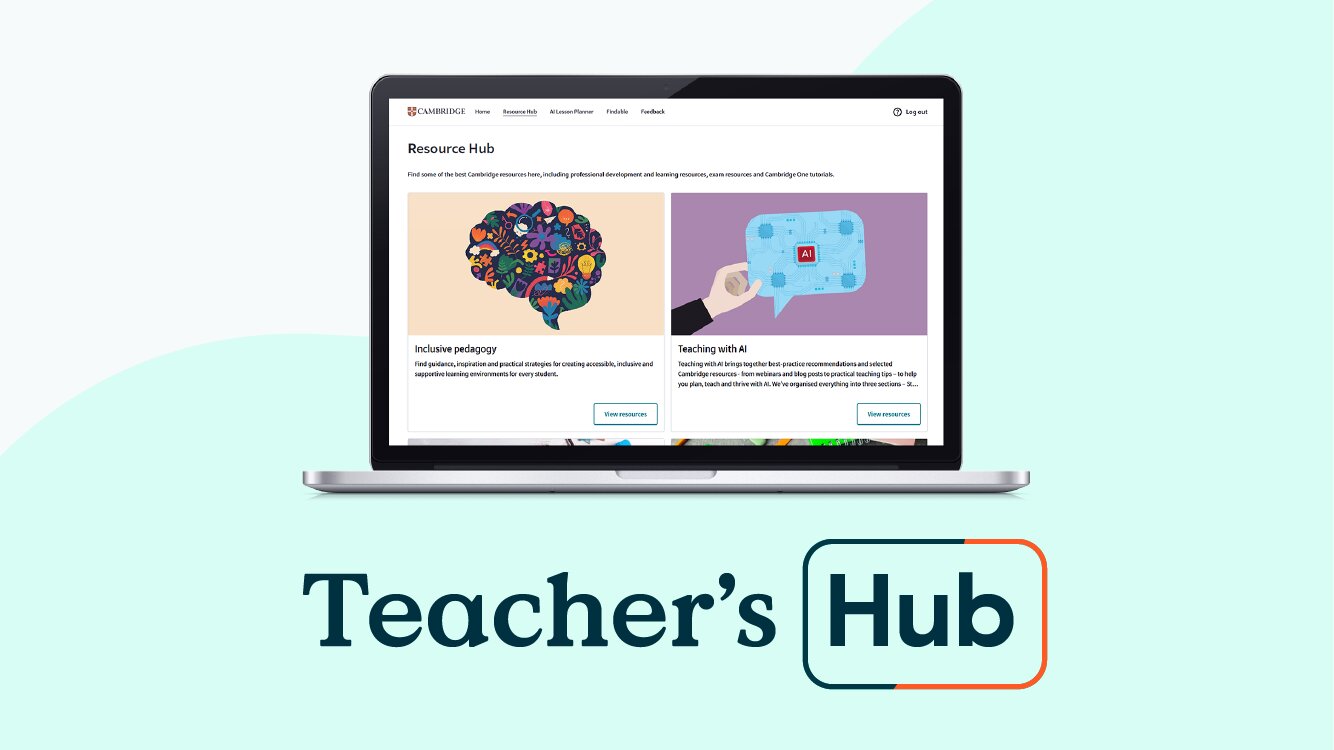 Cambridge Teacher’s Hub displayed on a laptop.