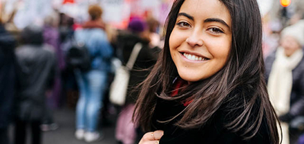 Smiling student.