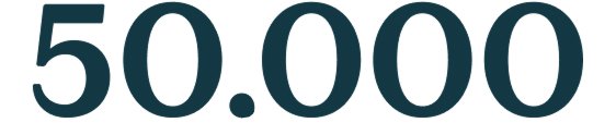 "Más de 50.000" se muestra en azul sobre un fondo negro