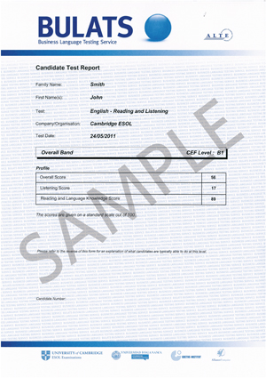 Exemple attestation de resultats BULATS