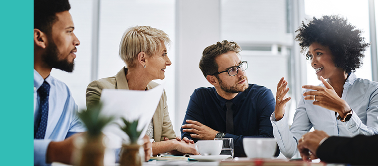 Team meeting on English Skills Test.