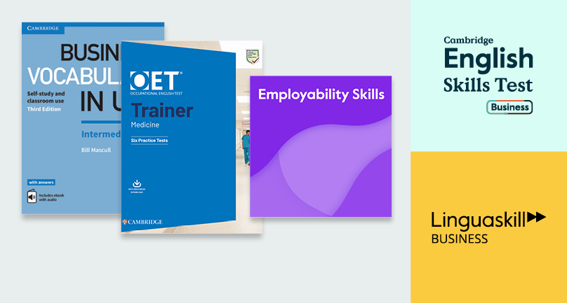 Livres sur le vocabulaire des affaires et tests d'anglais.