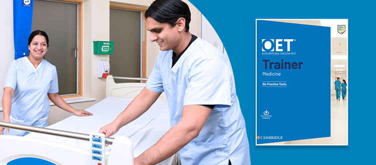 Nurse supporting patient in hospital – OET preparation.