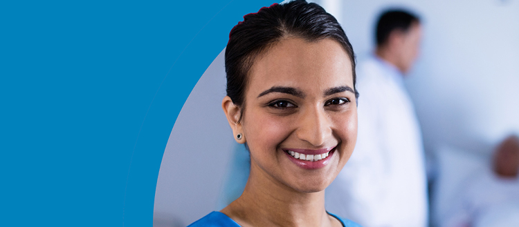 Confident woman representing OET for healthcare English.