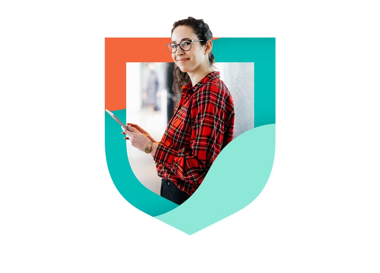 Woman with tablet symbolizing language empowerment