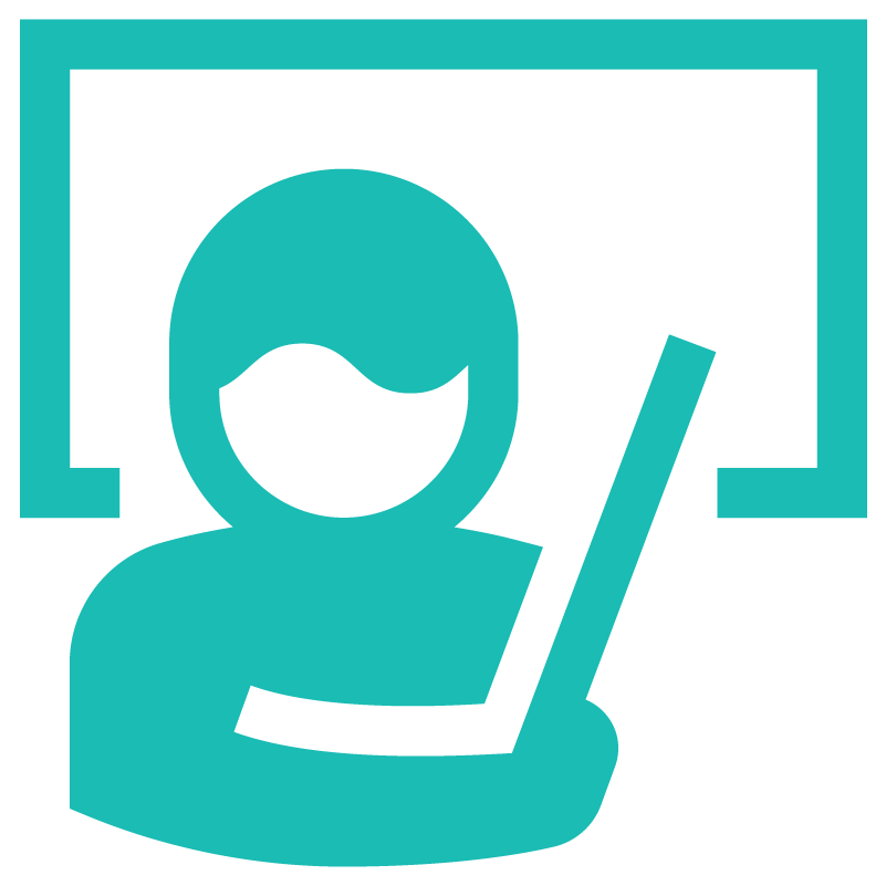 'Teacher using laptop with dedicated access for schools and institutions illustration