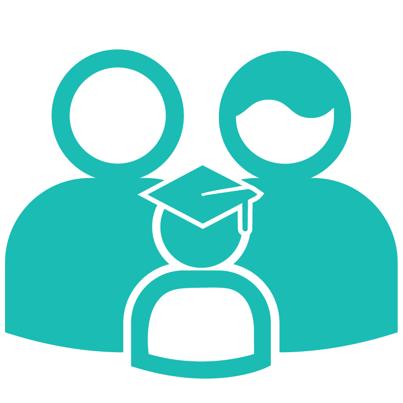 Learners teachers and parents with simple access to education platform illustration