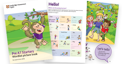 Libro illustrato con elenco di parole per il livello Pre A1 Starters