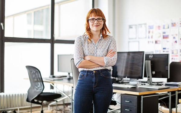 Girl standing in an office