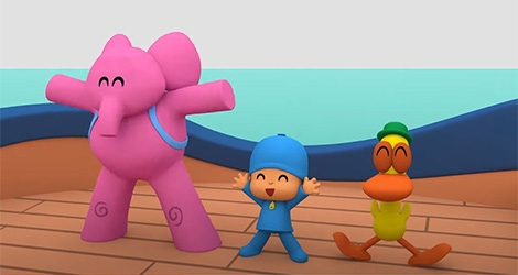 Pocoyo on a ship