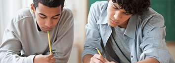 Two students studying English