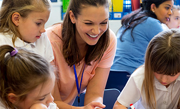 teacher with children